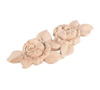 Applique ad angolo intagliato con onlay, raffinato design a forma di rosa in legno, elegante decorazione per la casa in stile europeo per porte, armadi, pareti, 16x6,5 cm, non