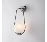 Applique Afrodite in Ferro Cromo Nero, 1 Luce con Sfera Dm.14, 36x16xH19 cm, 1xE14 - 42 Watt Max