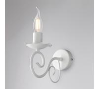 Applique Alma in ferro laccato bianco con decorazione shabby 1 luce , altezza 17 Cm , larghezza 23 Cm Bianco