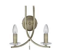 Applique Ascona 2Lt - Metallo e vetro in ottone anticato