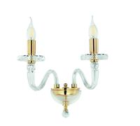 APPLIQUE BACH 2 LUCI CRISTALLO E ORO ATTACCO E14