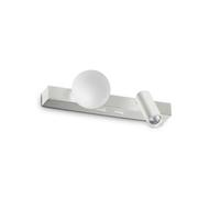 APPLIQUE BINOMIO LED 6W 600lm 3000K BIANCO DIFFUSORE A SFERA E SPOT ORIENTABILE CON INTERRUTTORE