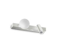 APPLIQUE BINOMIO LED 6W 600lm 3000K BIANCO DIFFUSORE A SFERA E SPOT ORIENTABILE CON INTERRUTTORE