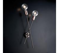 Applique Bloom 20x09xh53 cm, Cromo Nero Oro Rosa, Ferro Cromo e Rame, 2xE27 - 55 Watt Max