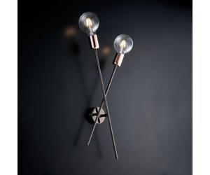 Applique Bloom 20x09xh53 cm, Cromo Nero Oro Rosa, Ferro Cromo e Rame, 2xE27 - 55 Watt Max