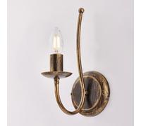 Applique Botte in ferro laccato marrone con decorazione oro 1 luce , altezza 31 Cm, larghezza 21 Cm Marrone