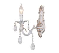 Applique candelabro con pendenti a gocce stile retrò attacco E14 bianco oro