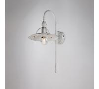 Applique Cantina in ferro laccato bianco con decorazione argento 1 luce , altezza 38 Cm, larghezza 25 Cm Bianco