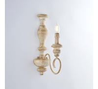 Applique Cascina in Legno e Ferro Bianco e Tortora, 40x13x21 cm, 1xE14 - 42 Watt Max, Colore Bianco Tortora