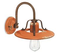 Applique Ceramica Metallo 25 Cm Larghezza Arancione Shabby Ruggine E27