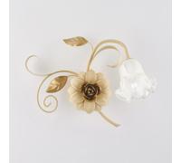 Applique Cesto in Ferro Laccato Avorio Decapé 1 Luce, Dimensioni 40x36x22 cm, Colore Avorio Oro