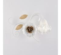 Applique Cesto in Ferro Laccato Bianco Shabby, 40x36xh22 cm, 1xE14 - 42 Watt Max, Colore Bianco Avorio