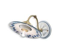 Applique Classica Asti Ceramica E Ottone Satinato Decorato Filo Blu 1 Luce E27