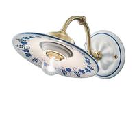 Applique Classica Asti Ceramica E Ottone Satinato Decorato Filo Blu 1 Luce E27 [EEK: A++]