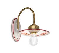 Applique Classica Asti Ferro E Ceramica Ottone Satinato Decorato 1 Luce E27