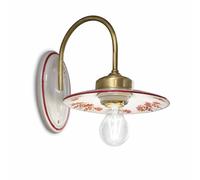 Applique Classica Asti Ferro E Ceramica Ottone Satinato Decorato 1 Luce E27 [EEK: A++]