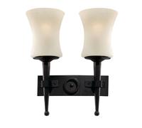 Applique Classica Cartwheel Acciaio Nero Vetro 2 Luci E27