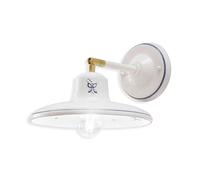 Applique Classica Como Ottone E Ceramica Bianco Decorato Filo Blu 1 Luce E14