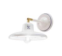 Applique Classica Como Ottone E Ceramica Bianco Decorato Filo Blu 1 Luce E14
