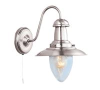 Applique Classica Fisher Man Acciaio Argento Vetro 1 Luce E27
