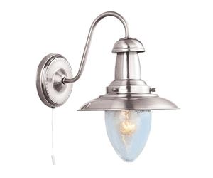 Applique Classica Fisher Man Acciaio Argento Vetro 1 Luce E27
