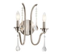 Applique Classica Karlee Acciaio Peltro Classico Cristallo 2 Luci E14