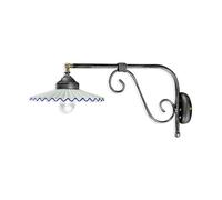 Applique Classica L'Aquila Metallo E Ceramica Nero Sfumato Argento 1 Luce E
