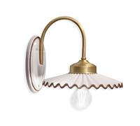 Applique Classica L'Aquila Ottone E Ceramica Decorato Filo Marrone 1 Luce E27