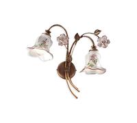 Ferroluce Applique PISA Doppia luce E14 rose dipinte a mano interno/esterno Bianco Vintage