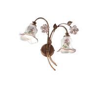Ferroluce Applique PISA Doppia luce E14 rose dipinte a mano interno/esterno Bianco Vintage