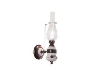 Applique Classica Pompei Ottone E Ceramica Nero Sfumato Rame 1 Luce E14
