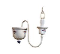 Applique Classica Sanremo Metallo E Ceramica Bianco Sfumato Argento 1 Luce E14