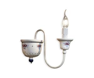 Applique Classica Sanremo Metallo E Ceramica Bianco Sfumato Argento 1 Luce E14