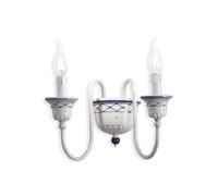 Applique Classica Sanremo Metallo E Ceramica Bianco Sfumato Argento 2 Luci E14