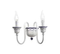 Applique Classica Sanremo Metallo E Ceramica Bianco Sfumato Argento 2 Luci E14