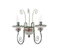 Applique Classica Sanremo Metallo E Ceramica Verde Sfumato Oro 2 Luci E14