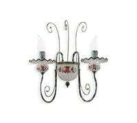 Applique Classica Sanremo Metallo E Ceramica Verde Sfumato Oro 2 Luci E14