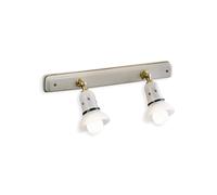 Applique Classica Savona Ceramica E Ottone Satinato 2 Luci E14