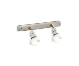 Applique Classica Savona Ceramica E Ottone Satinato 2 Luci E14