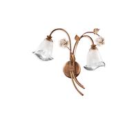 Applique Classica Siena Metallo E Ceramica Ruggine Decorato Lucido 2 Luci E14