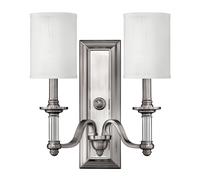 Applique Classica Sussex Acciaio Nichel Spazzolato Tessuto 2 Luci E14 [EEK: A++]