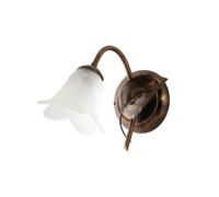 Applique Classico 1 Luce con Foglie Ferro Battuto e Vetro Bronzo Serie Limone