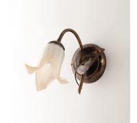 Applique Classico 1 Luce con Foglie Ferro Battuto e Vetro Bronzo Serie Limone [EEK: A++]