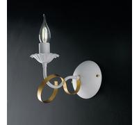 Applique Classico 1 Luce Ferro Battuto Bianco e Oro Serie Bandolo