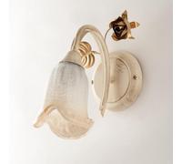 Applique Classico Arte Povera 1 Luce Ferro Battuto Avorio e Oro Serie Cestino
