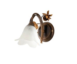 Applique Classico Arte Povera 1 Luce Ferro Battuto Marrone e Oro Serie Cestino