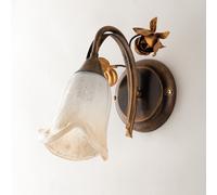 Applique Classico Arte Povera 1 Luce Ferro Battuto Marrone e Oro Serie Cestino