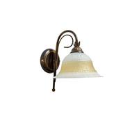 Applique classico in ferro battuto a 1 luce Collezione Regina, soggiorno, sala da pranzo, ingresso, corridoio, camera da letto, vetro oro e ambra