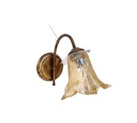 Applique Classico in ferro battuto e vetro ambra rustico specchio 1 luce parete