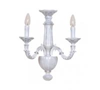 Applique classico in legno bianco-argento shabby chic 2 luci esse 818/2a